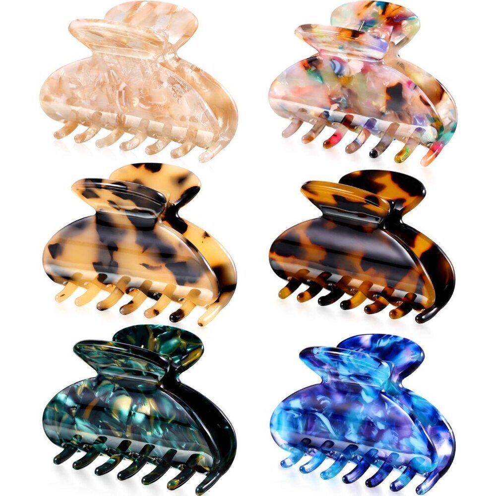 6 Pieces Tortoise Shell Hair Claw Clip for Women 2 Inch Medium Tortoise Hair Cli